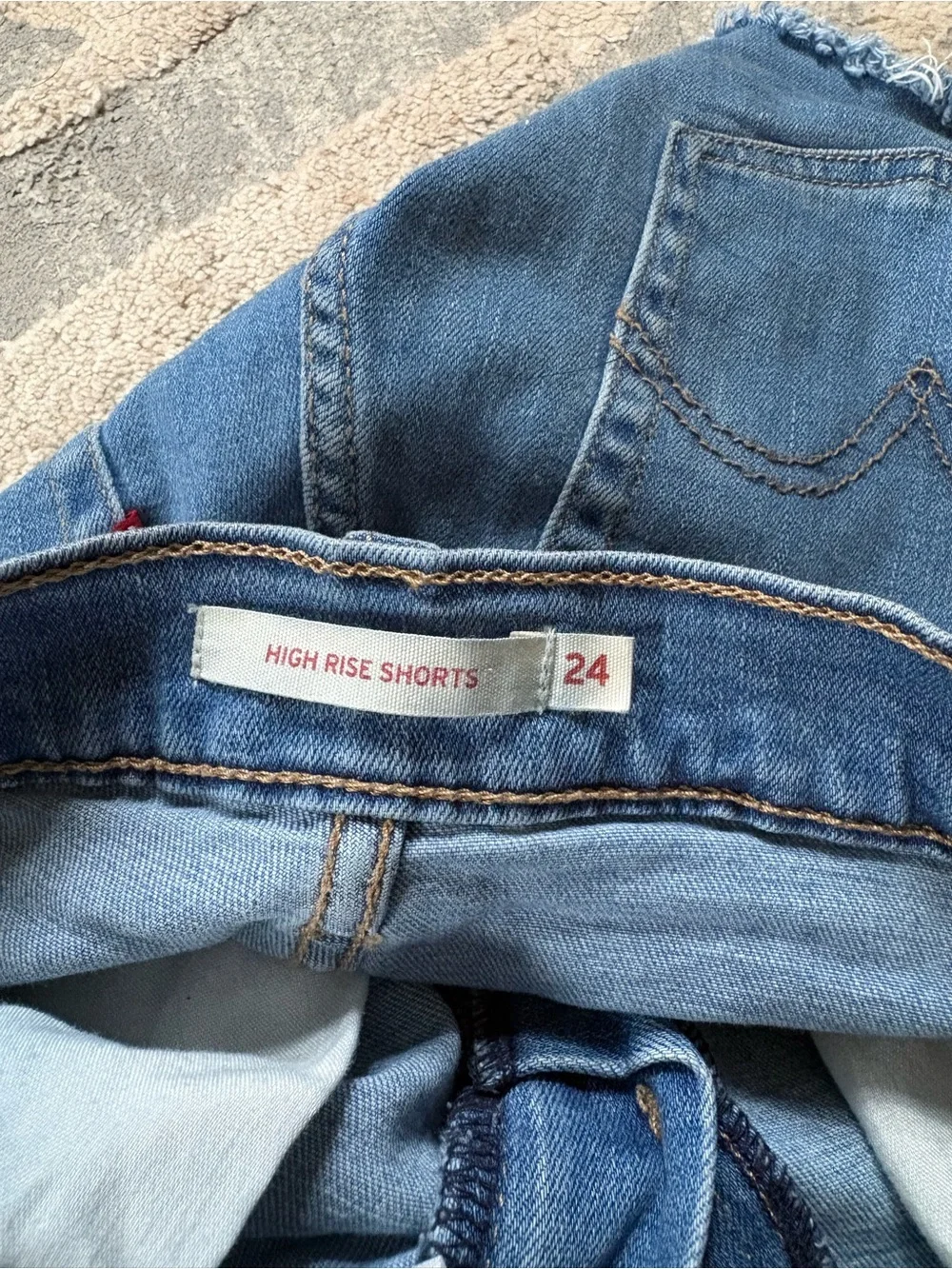 Women’s Levi’s Blue Distressed High-Waist Denim Shorts